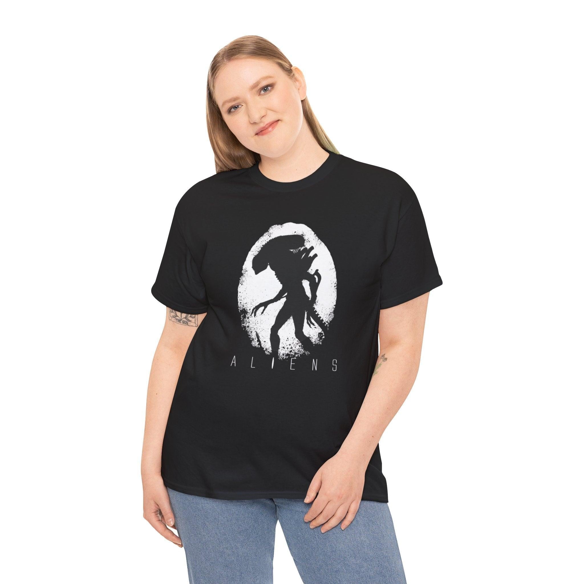 Aliens Unisex Heavy Cotton Tee, Extraterrestrial Space UFO Graphic T-Shirt, Sci-fi Gift, Area 51 Shirt, Men Women Alien Top, Outer Space