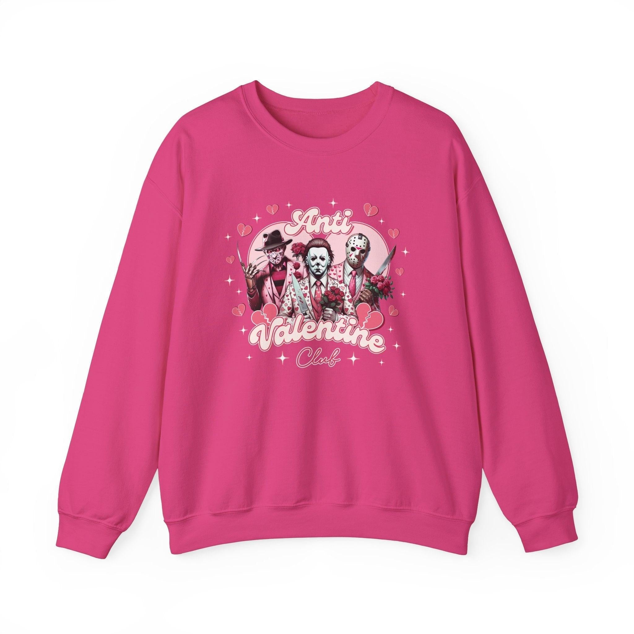 Horror Movie Villains Unisex Sweatshirt, Anti-Valentine Club with Jason, Freddy & Michael, Heavy Blend Crewneck, Gothic Clothing, Horror