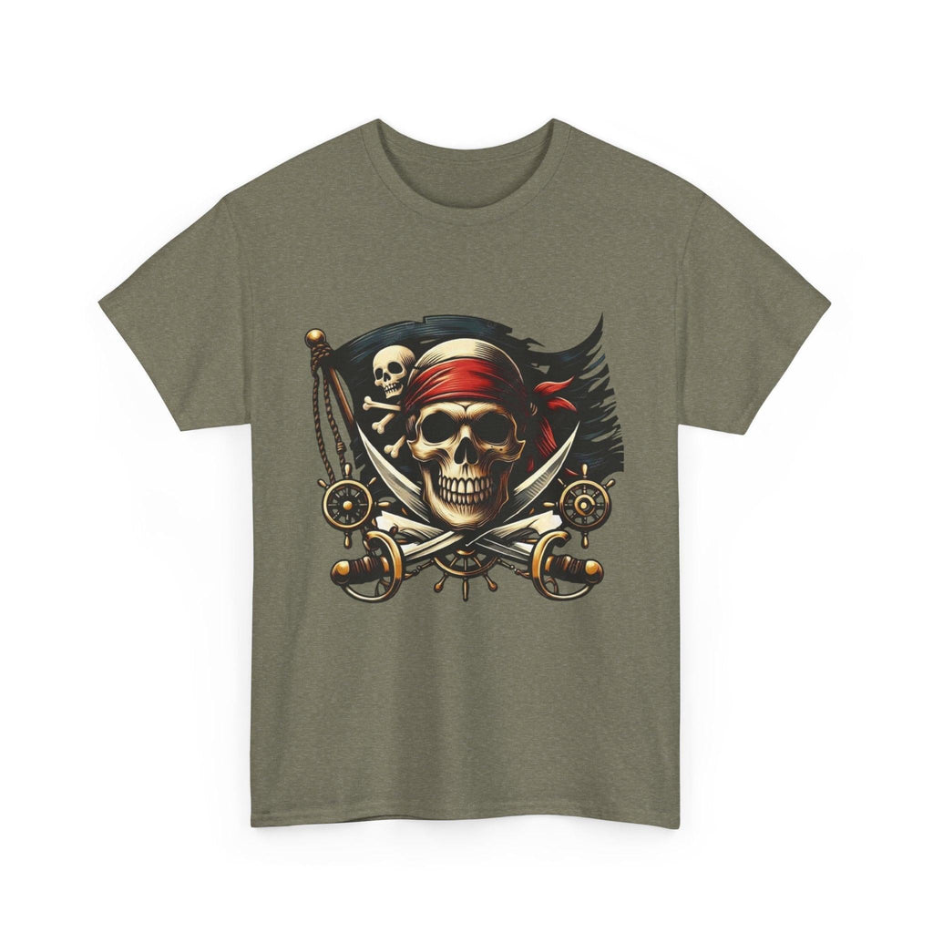 Pirate Adventure Front and Back Tee, Skull Graphic T-Shirt for Nature Lovers, Perfect for Halloween, Reef & Beach Celebrations