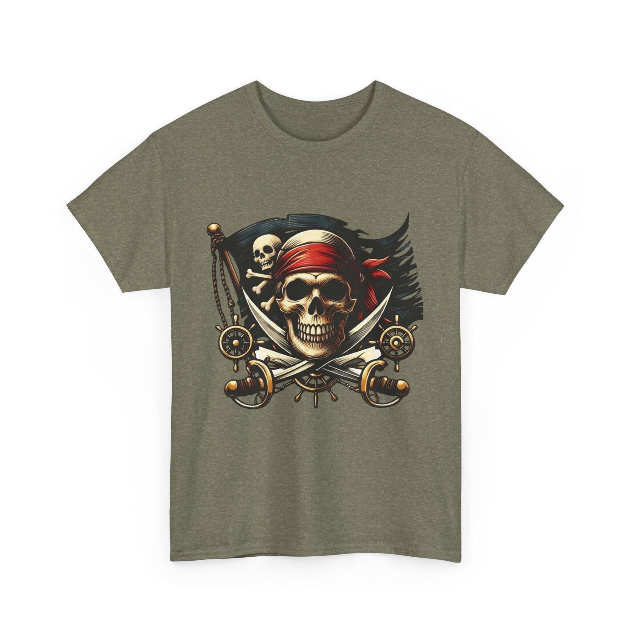 Pirate Adventure Front and Back Tee, Skull Graphic T-Shirt for Nature Lovers, Perfect for Halloween, Reef & Beach Celebrations