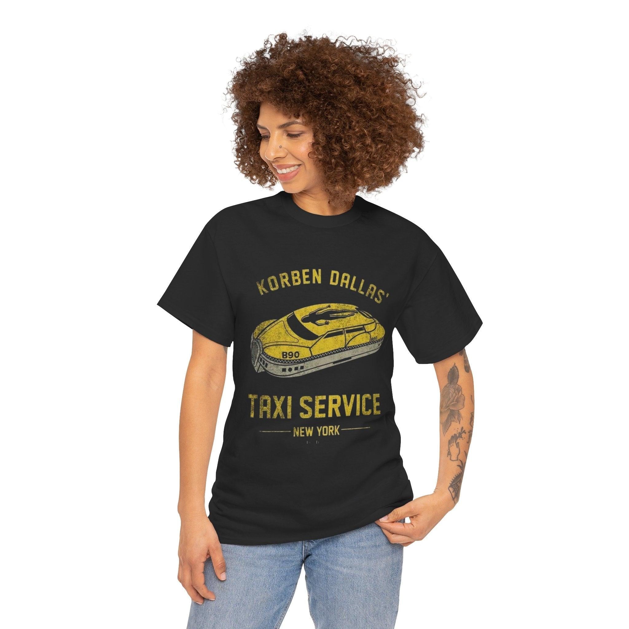 Sci-Fi Taxi Service Unisex Heavy Cotton Tee, Korben Dallas Movie Shirt, 5th Element Fan Gift, Space Traveler Apparel, Retro 90s Movie