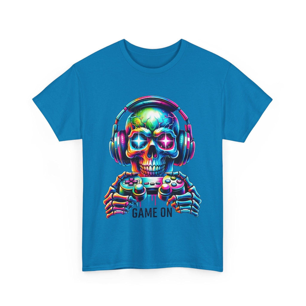 Game On Skull Tee for Gamers, Unisex Heavy Cotton T-Shirt, Gaming Apparel, Gift for Gamers, Halloween Shirt, Casual Wear
