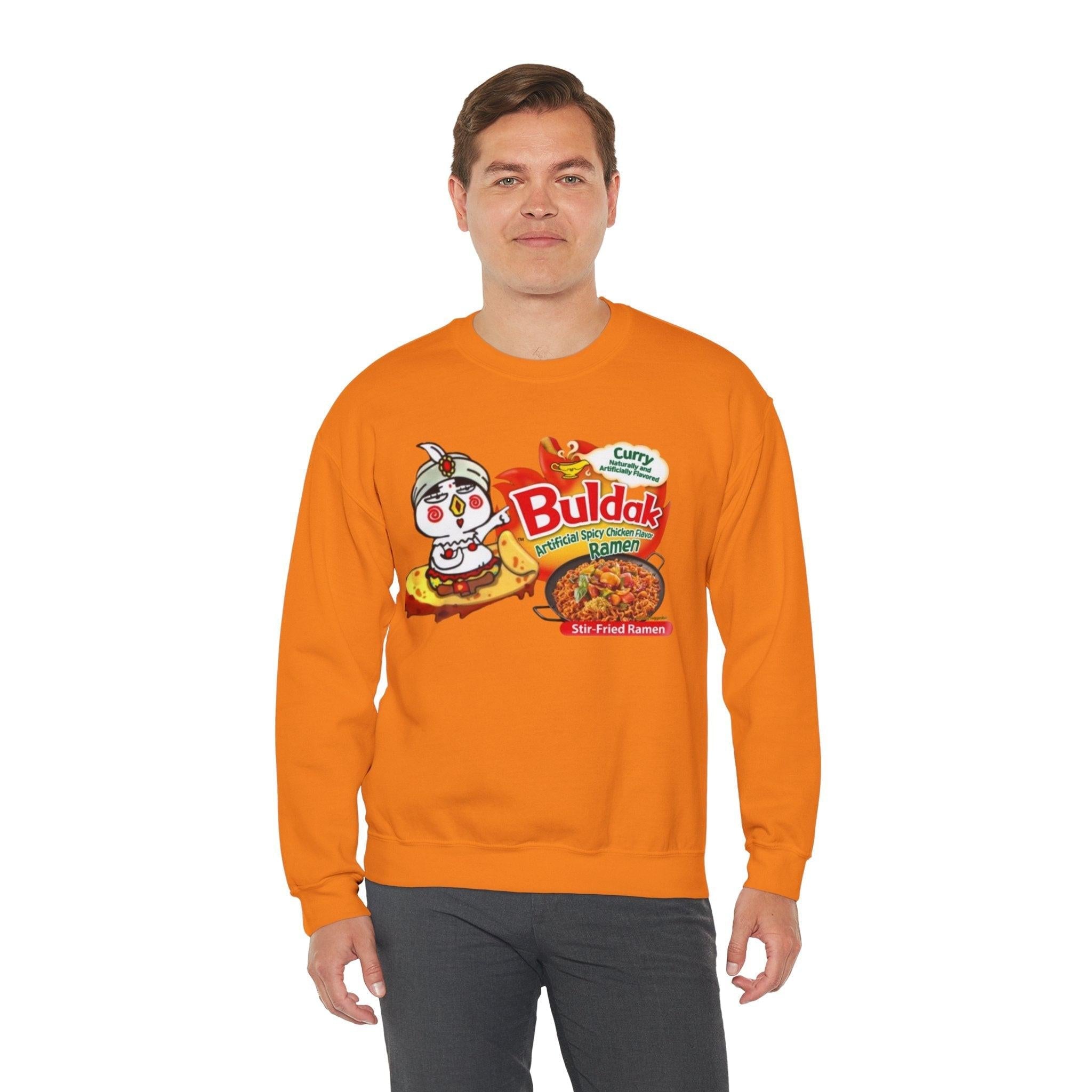 Buldak Spicy Curry Ramen Sweatshirt, Korean Food Lover Gift, Comfortable Crewneck Jumper, Ramen Noodles Apparel, Foodie Fashion, Korean
