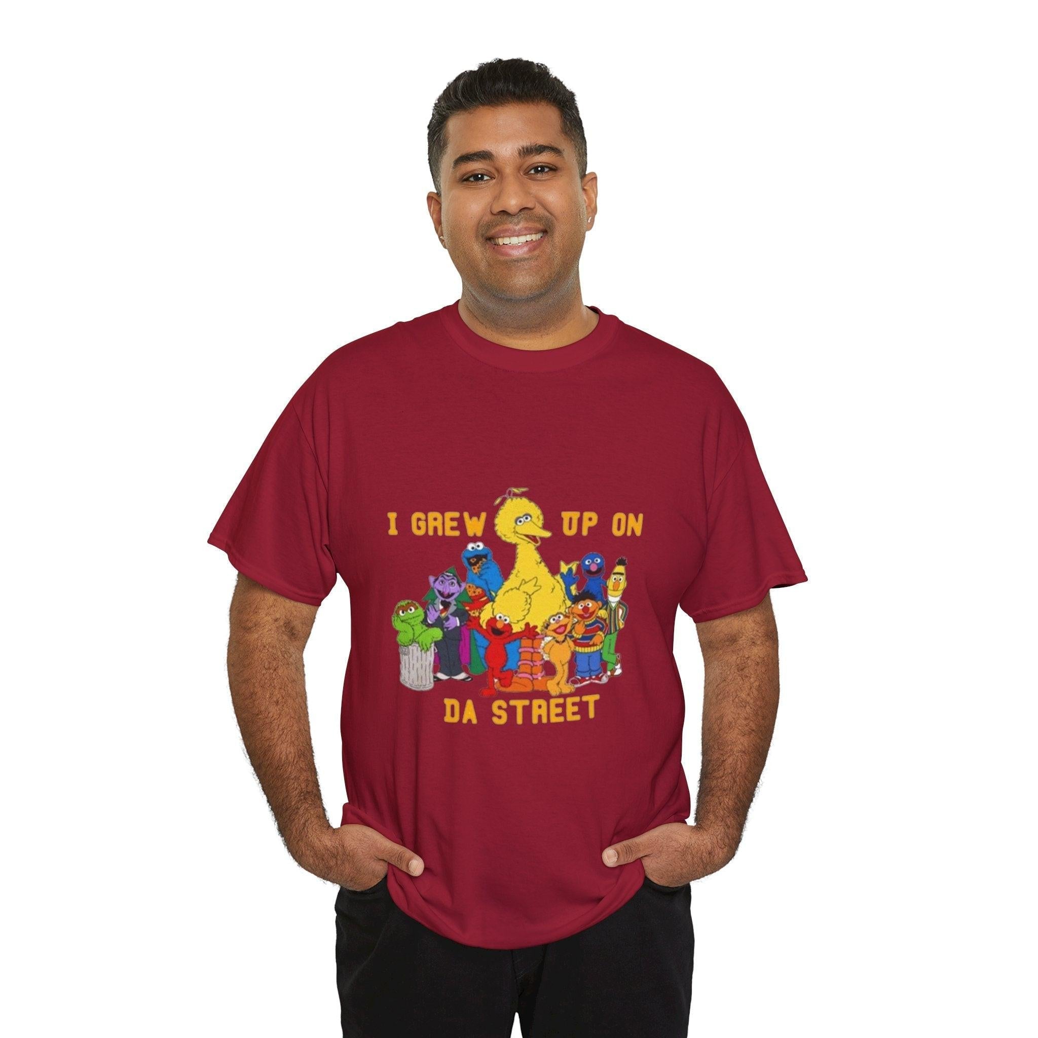 I Grew Up on Da Street-Sesame Street Inspired Tee, Retro TV Show Shirt, Childhood Nostalgia Top, Urban Streetwear Clothing, Vintage Cartoon