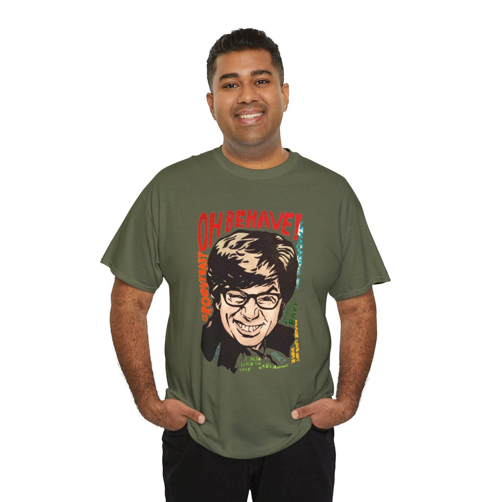 Retro Austin Powers Unisex Heavy Cotton Tee - Funny Graphic Shirt, Vintage Style, Gift for Movie Fans, Casual Wear, Humor Apparel