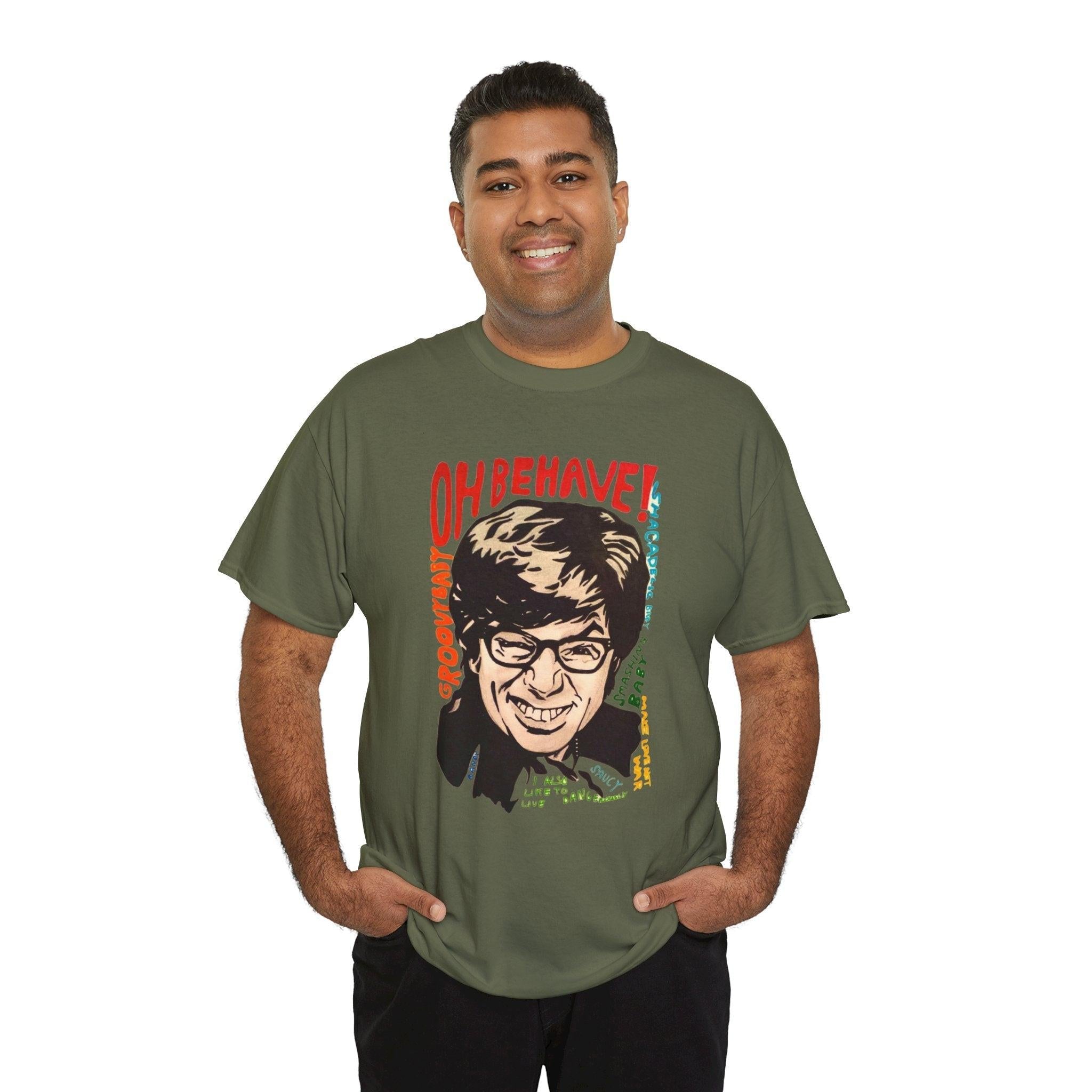 Retro Austin Powers Unisex Heavy Cotton Tee - Funny Graphic Shirt, Vintage Style, Gift for Movie Fans, Casual Wear, Humor Apparel