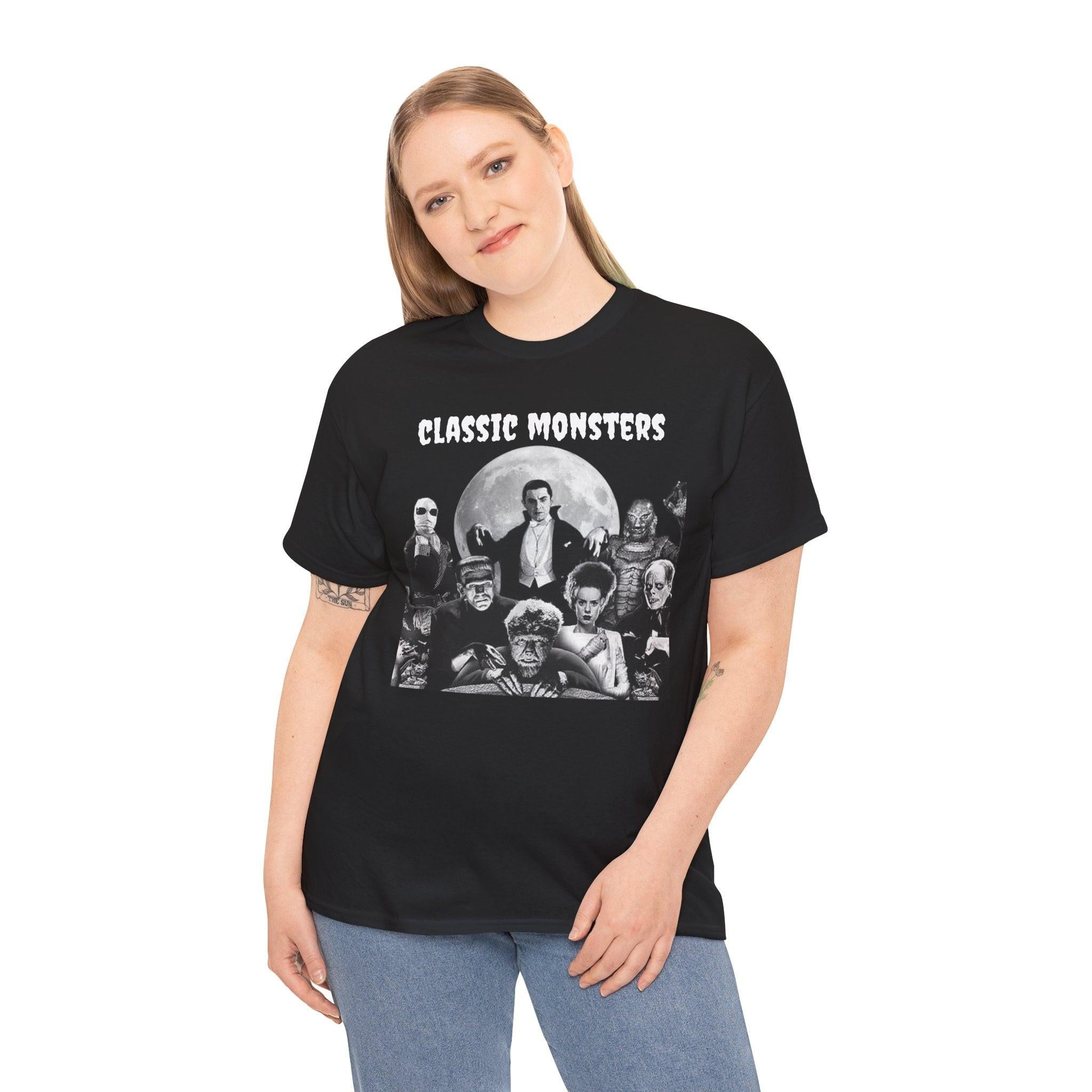 Classic Monsters Unisex Tee, Original Gangsters Monsters, Monster Movie Fan Shirt, Horror Movie Lover Gift, Goth Tee, Vintage Style Shirt