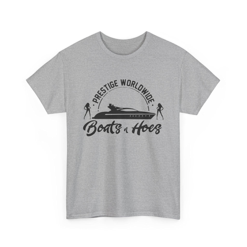 Prestige Worldwide 'Boats & Hoes' Unisex Heavy Cotton Tee, Funny Graphic Shirt, Beachwear, Gift for Him, Summer Casual Wear