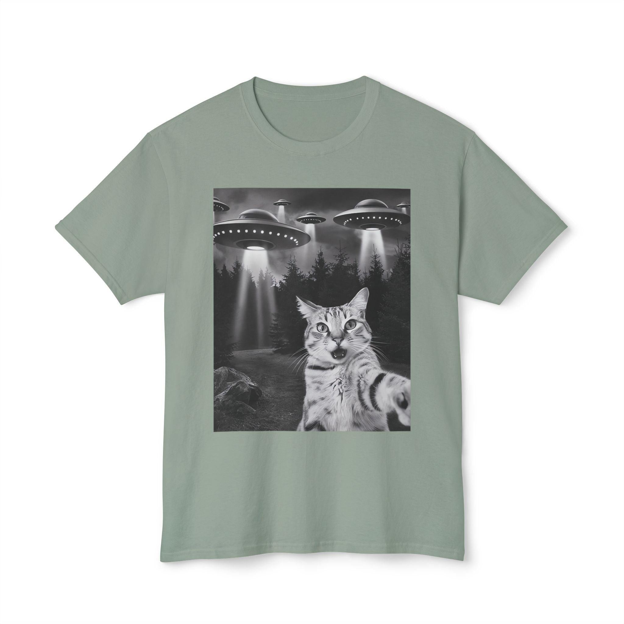 T-Shirt Selfie UFO Cat Design Funny Unisex