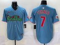 Men's Philadelphia Phillies Trea Turner #7 Blue Player Jersey