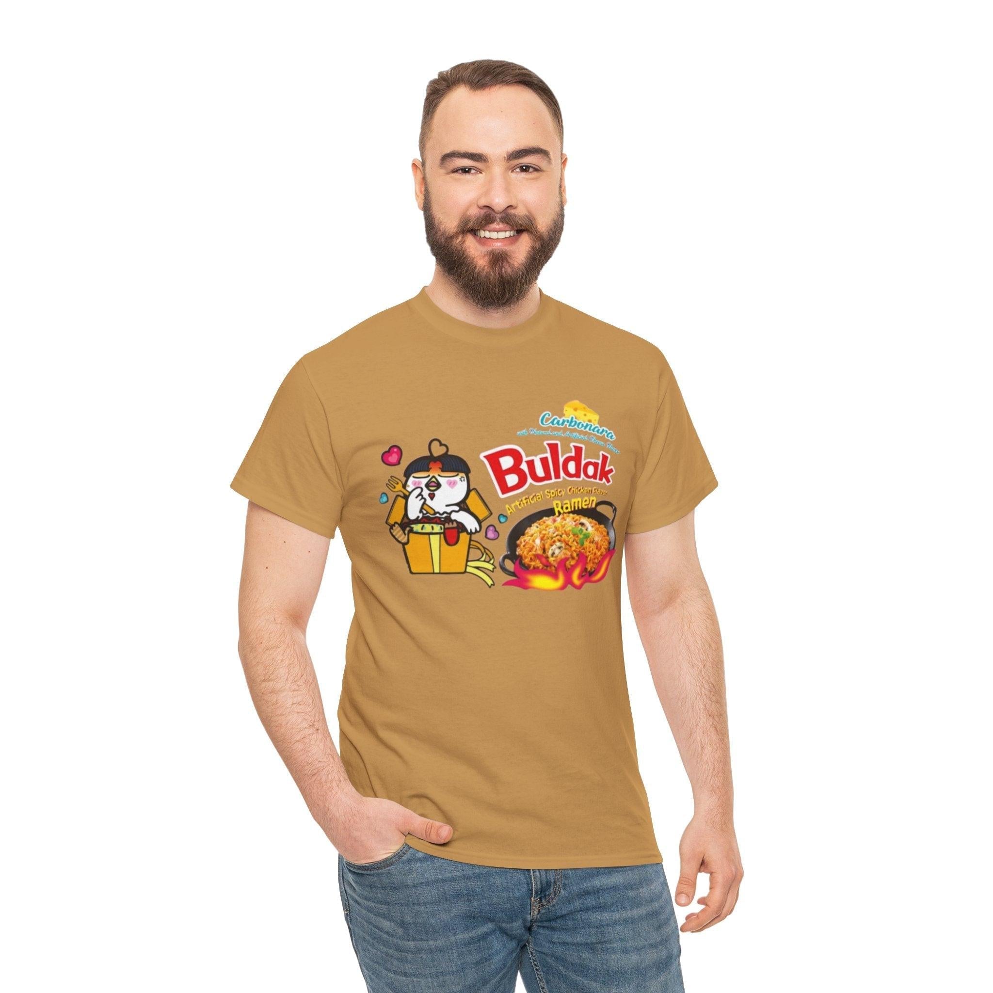 Buldak Ramen T-shirt, Spicy Carbonara Ramen Noodle Shirt, Foodie Tee, Korean Noodle Lovers Gift, Ramen Bowl T-Shirt, Funny Food Shirt