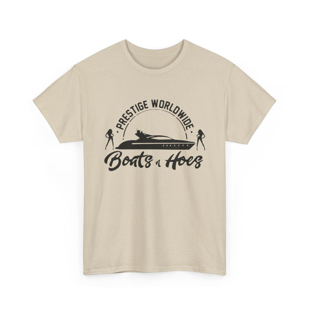 Prestige Worldwide 'Boats & Hoes' Unisex Heavy Cotton Tee, Funny Graphic Shirt, Beachwear, Gift for Him, Summer Casual Wear