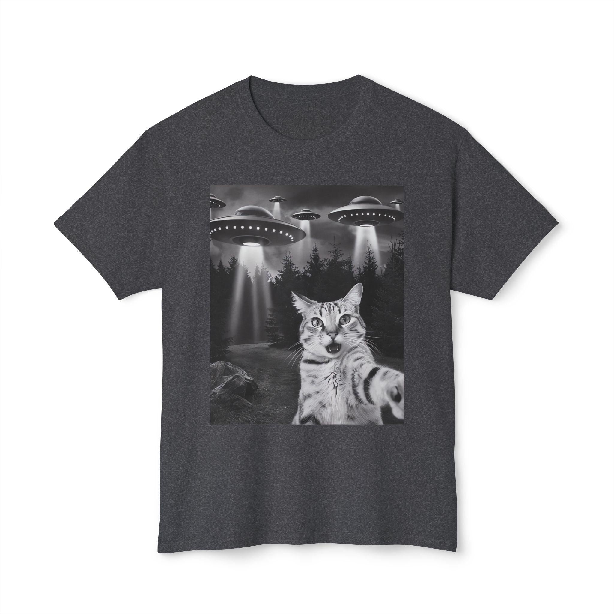 T-Shirt Selfie UFO Cat Design Funny Unisex