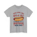 American Flag 4th of July Hotdog Unisex Heavy Cotton Tee - Patriotic Independence Day Shirt, BBQ Graphic Tshirt, USA July Fourth Apparel,