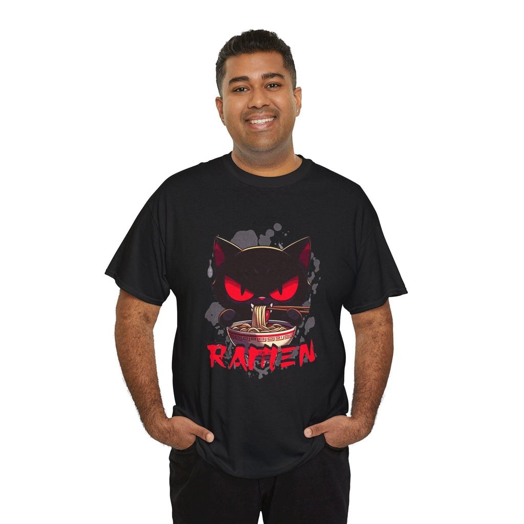 Cat Lover's Unisex Heavy Cotton Tee - Cute Ramen Shirt for Anime Fans, Streetwear, Gift for Her, Gift for Him, Casual Wear