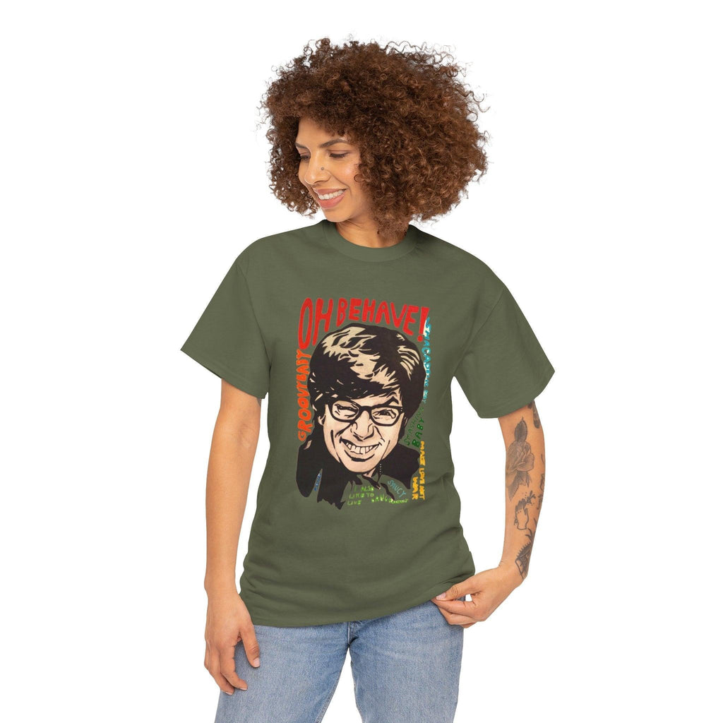 Retro Austin Powers Unisex Heavy Cotton Tee - Funny Graphic Shirt, Vintage Style, Gift for Movie Fans, Casual Wear, Humor Apparel