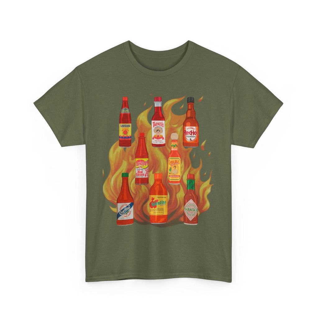 Spicy Hot Sauce Lover's Unisex Heavy Cotton Tee, Funny Hot Sauce Graphic T-Shirt, Foodie Gift, BBQ Party Attire, Casual Wear, Festival Shirt