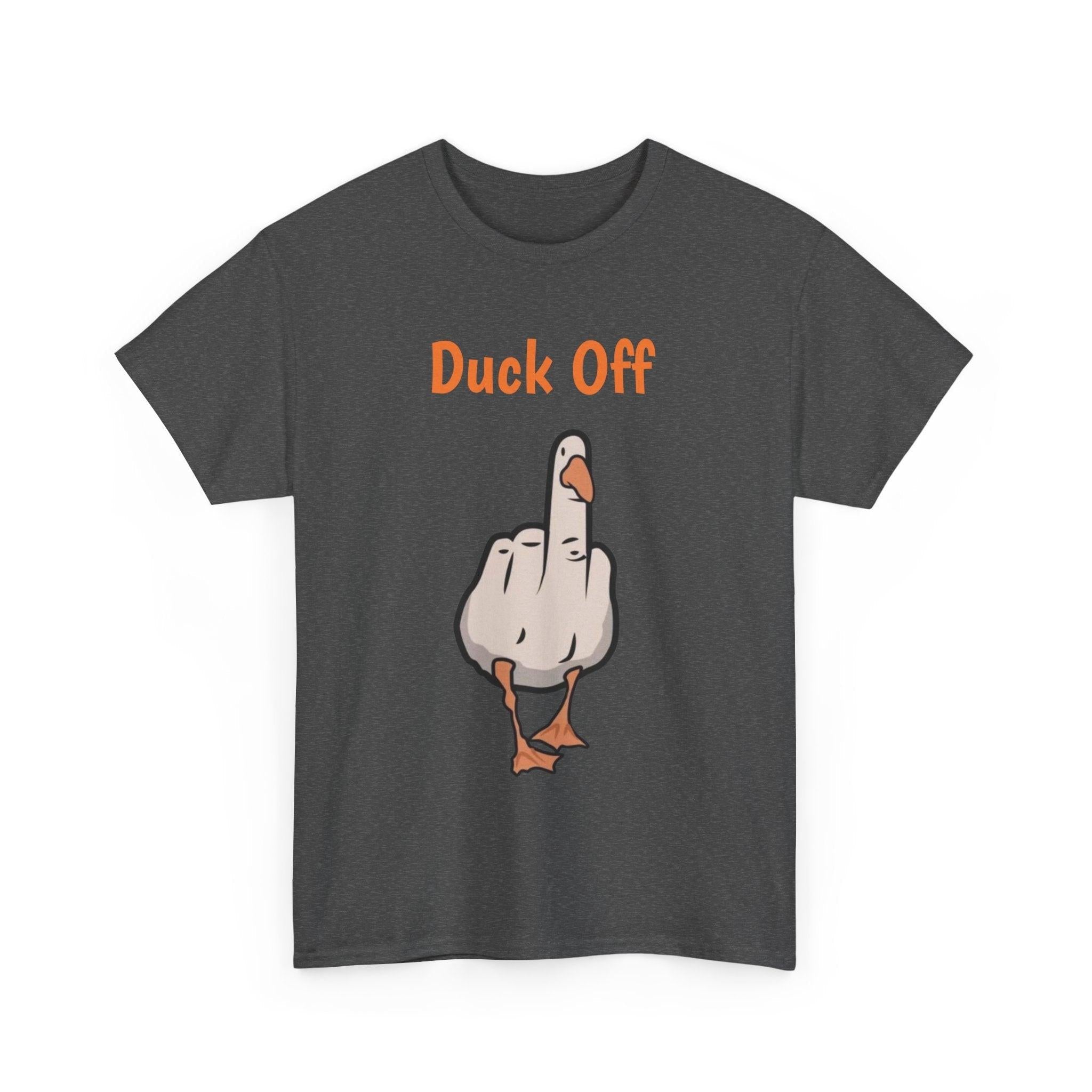 Funny Duck Off Unisex Heavy Cotton Tee, Casual Shirt for Bird Lovers, Gifts for Friends, Humor Apparel, Quirky Fashion