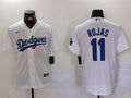 Men's Los Angeles Dodgers Miguel Rojas #11 White Replica Player Jersey1