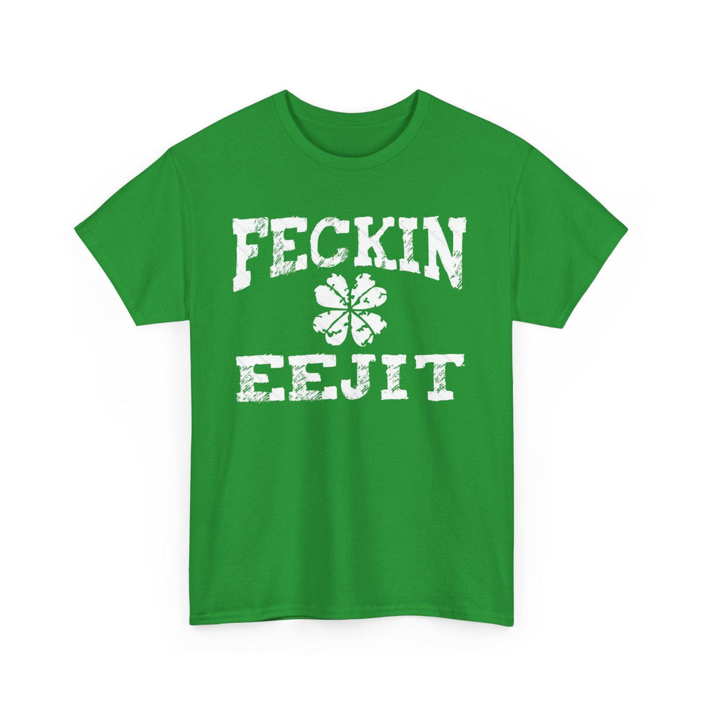 St Patrick's Day Feckin Eejit T-Shirt, Irish Holiday Shirt, Funny Tee, Green Shamrock Top, Irish Pride Apparel