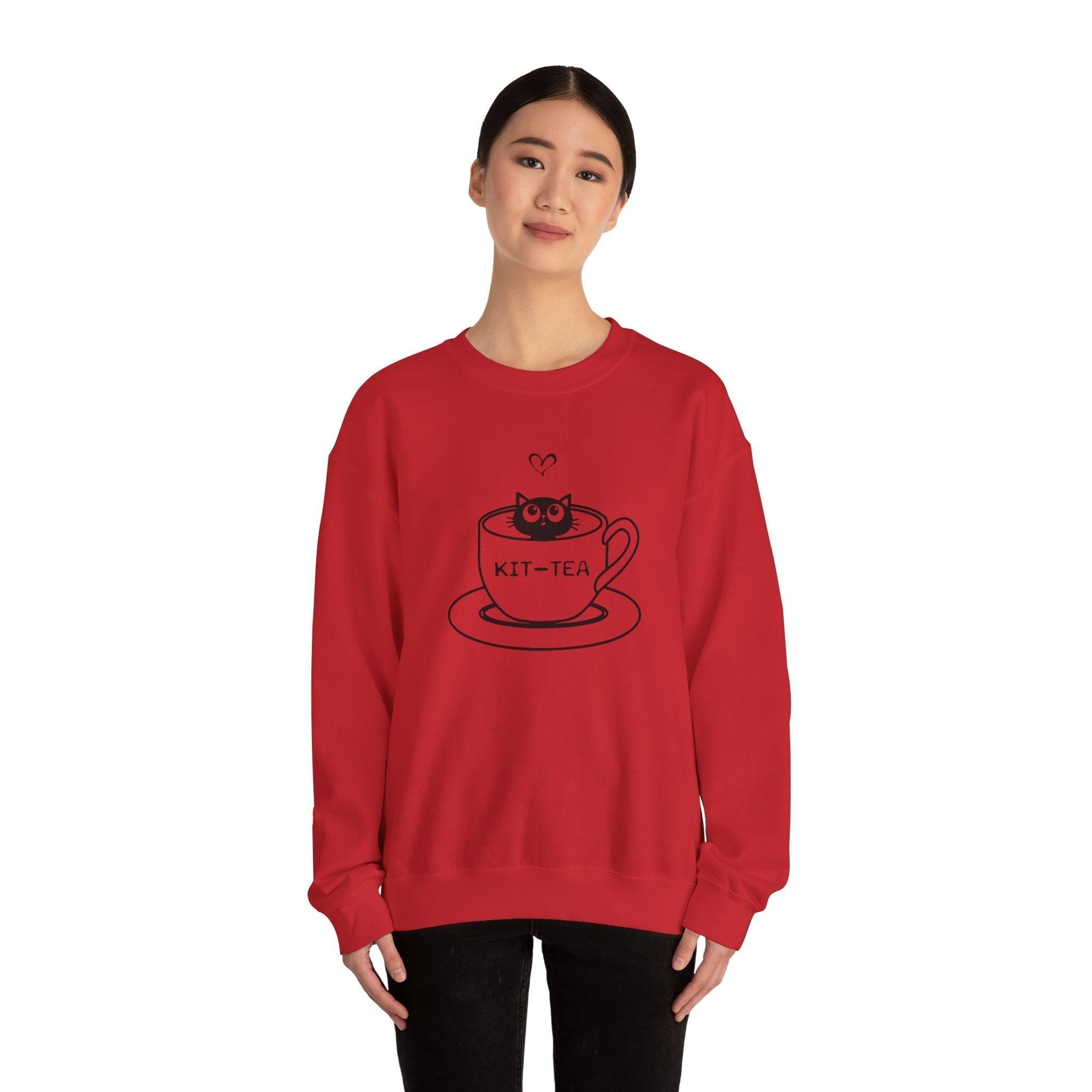 Kitty Sitting in a Tea Cup Kit-Tea Sweatshirt