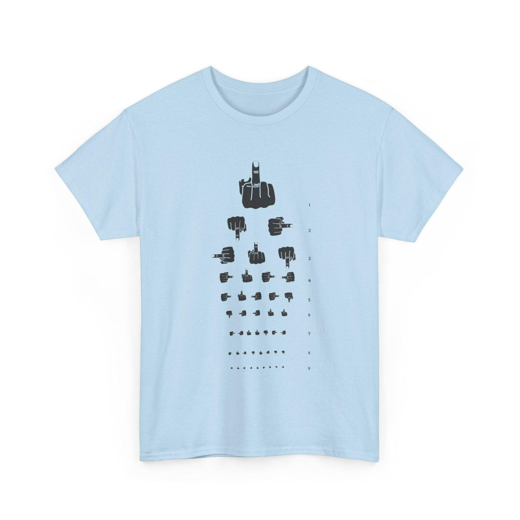 Funny Hand Gesture Eye Chart T-Shirt, Unisex Graphic Tee, Humorous Sight Test Shirt, Sarcastic Vision Exam Top, Hilarious Optometrist Gift