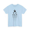 Funny Hand Gesture Eye Chart T-Shirt, Unisex Graphic Tee, Humorous Sight Test Shirt, Sarcastic Vision Exam Top, Hilarious Optometrist Gift