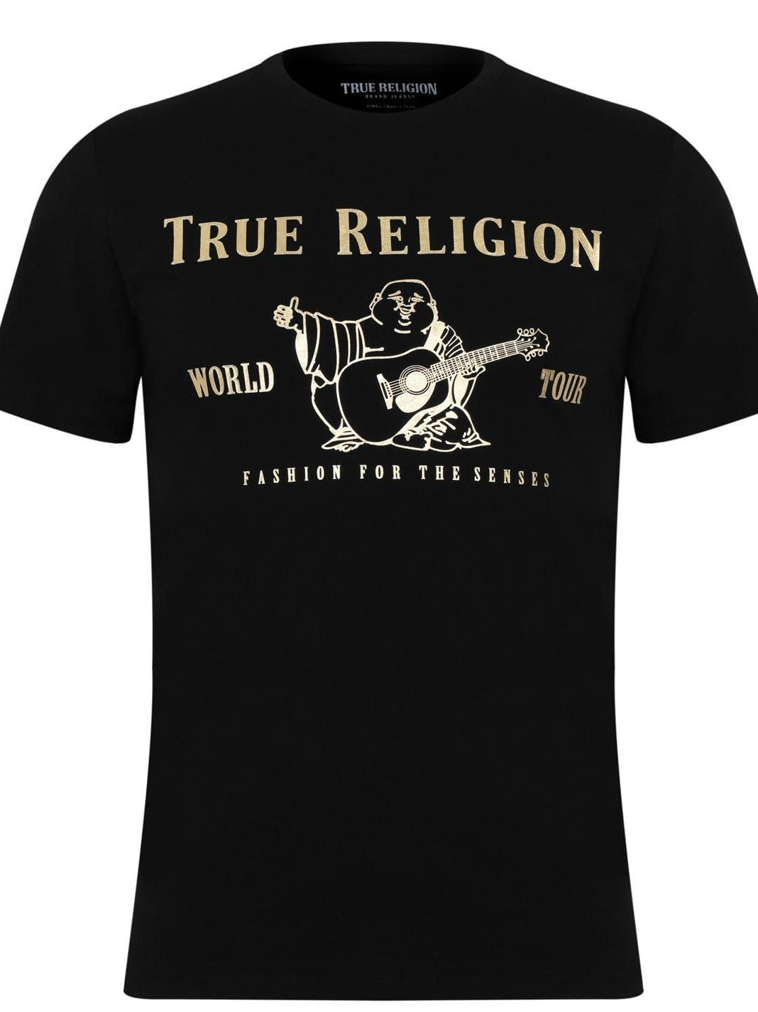 True Religion Men's Graphic T-shirt - Short Sleeve Metallic Buddha Tee, Mens T Shirt Colbert Kimmel '28 220gsm Cotton Round Neck Short Sleeve Casual Henley Shirt Men T-shirt