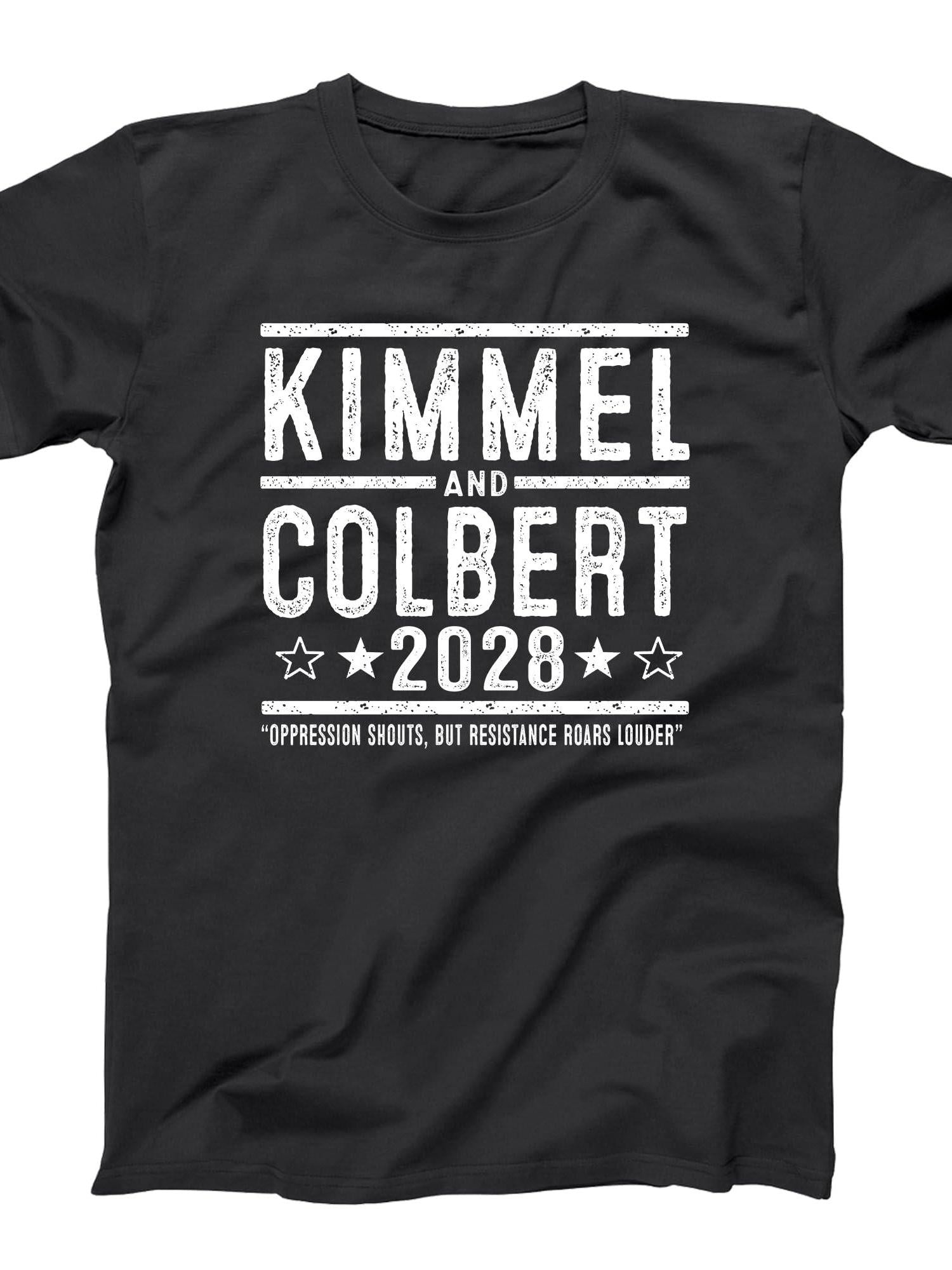 Kimmel And Colbert 2028 - Resistance Roars - Protest Inspirational Resistance Justice Free Speech Xs-6x - Unisex Tee Colbert Kimmel '28 220gsm Cotton Round Neck Short Sleeve Casual Henley Shirt Men T-shirt