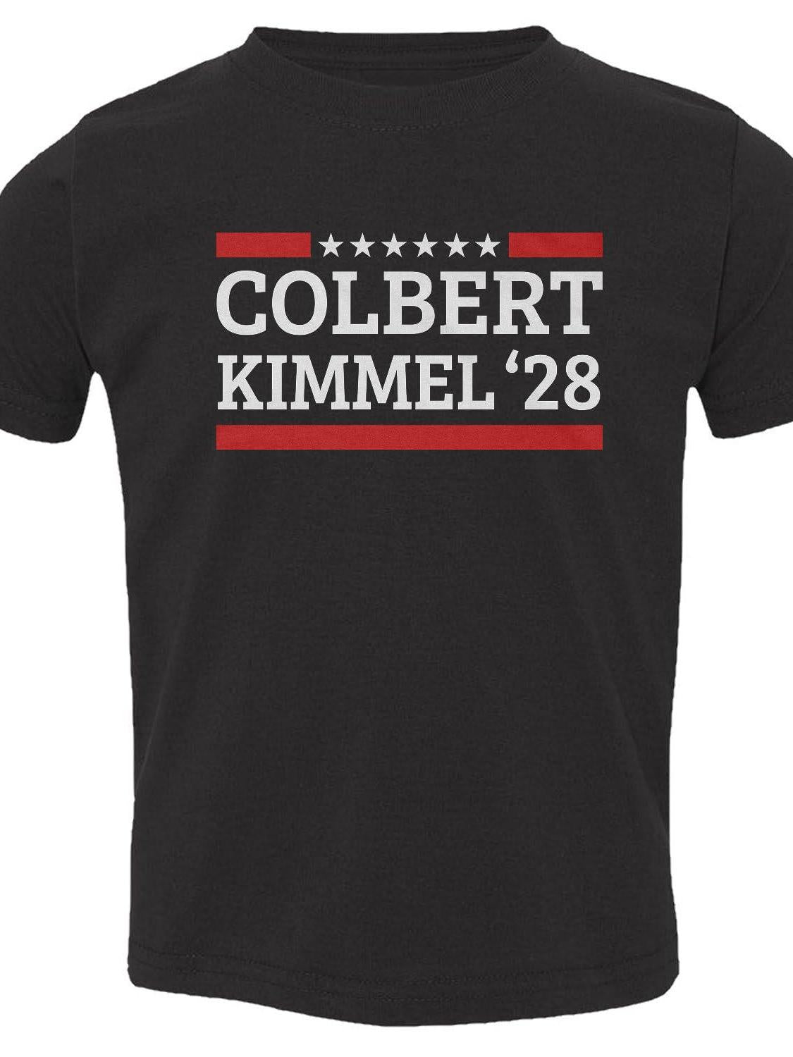 Colbert Kimmel 2028 Funny Election Style T-shirt Colbert Kimmel '28 220gsm Cotton Round Neck Short Sleeve Casual Henley Shirt Men T-shirt