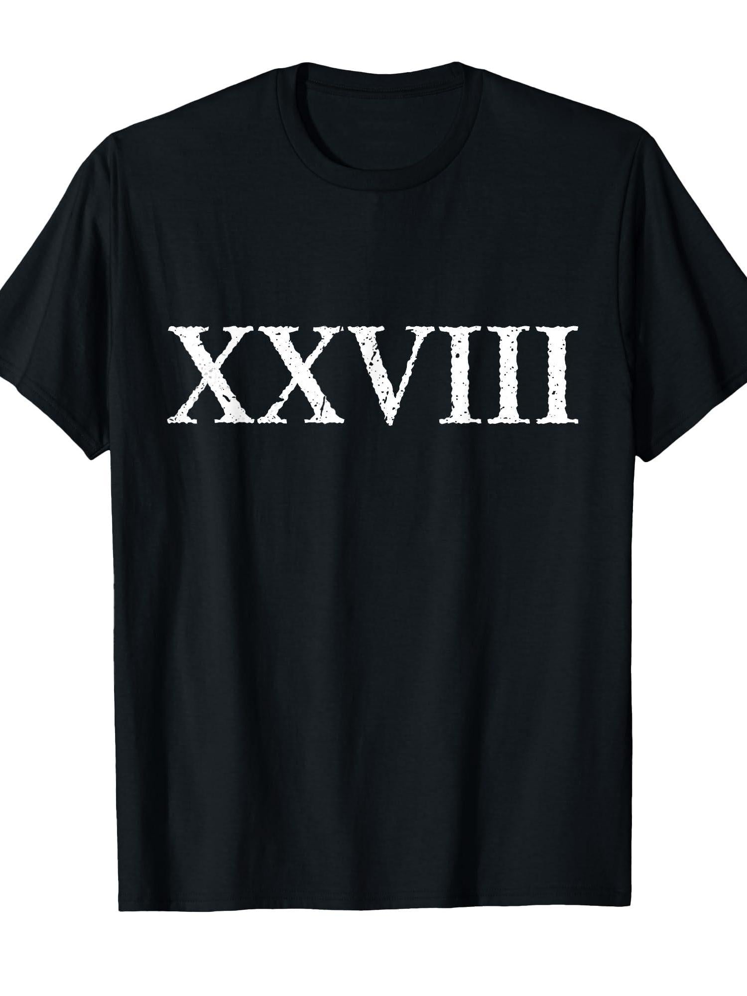 Roman Numeral 28 Xxviii ~ Twenty Eight T-shirt Colbert Kimmel '28 220gsm Cotton Round Neck Short Sleeve Casual Henley Shirt Men T-shirt