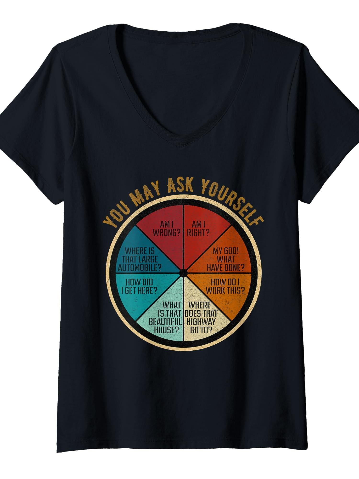 Women's You May Ask Yourself Retro 80s Music Humor Vintage T-shirt You May Ask Yourself 220gsm Cotton Round Neck Short Sleeve Casual Henley Shirt Men T-shirt