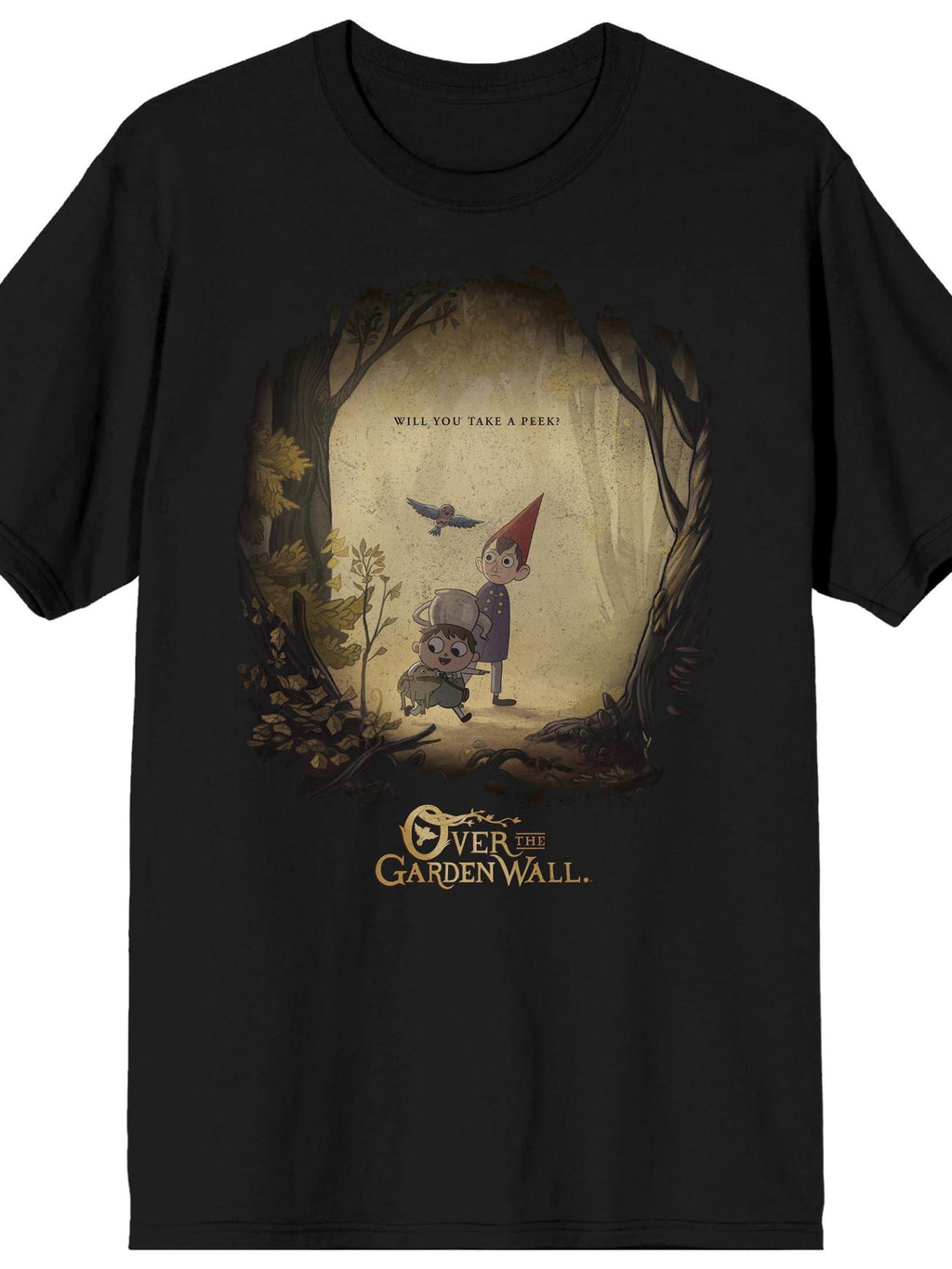 Over The Garden Wall Will You Take A Peak Adult Black Crew Neck Short Sleeve T-shirt You May Ask Yourself 220gsm Cotton Round Neck Short Sleeve Casual Henley Shirt Men T-shirt