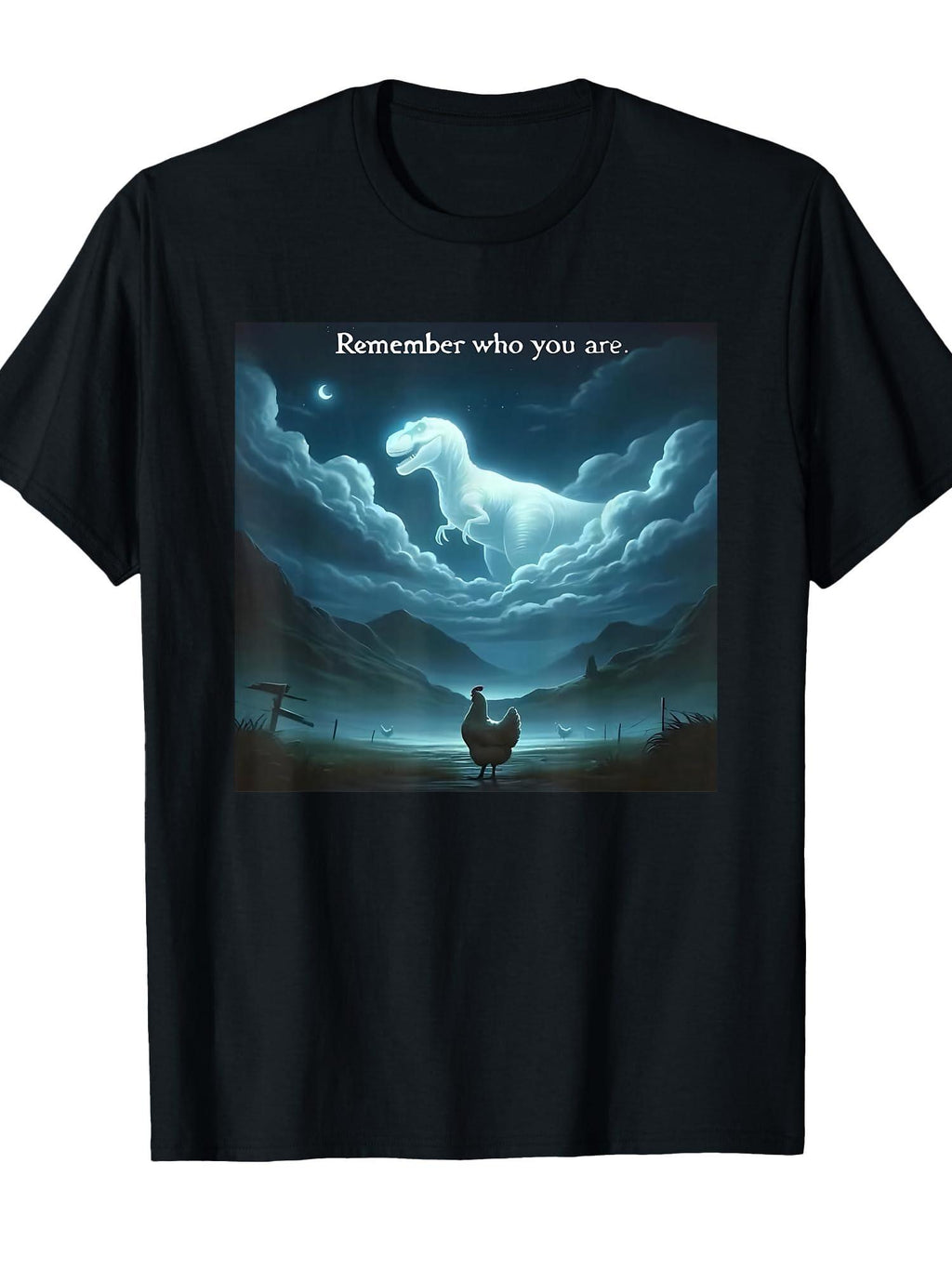 Remember Who You Are Chicken T-shirt You May Ask Yourself 220gsm Cotton Round Neck Short Sleeve Casual Henley Shirt Men T-shirt