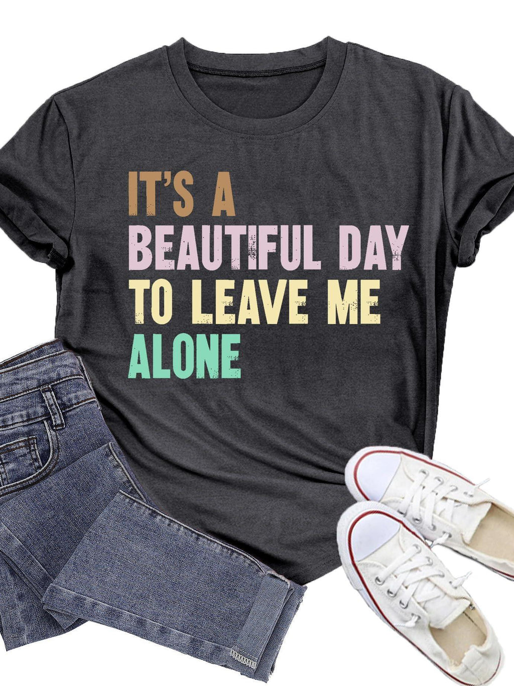 Wlen It‘s A Beautiful Day To Leave Me Alone Shirt For Women Funny Sarcastic Joke T-shirt Me Time Tee Tops You May Ask Yourself 220gsm Cotton Round Neck Short Sleeve Casual Henley Shirt Men T-shirt