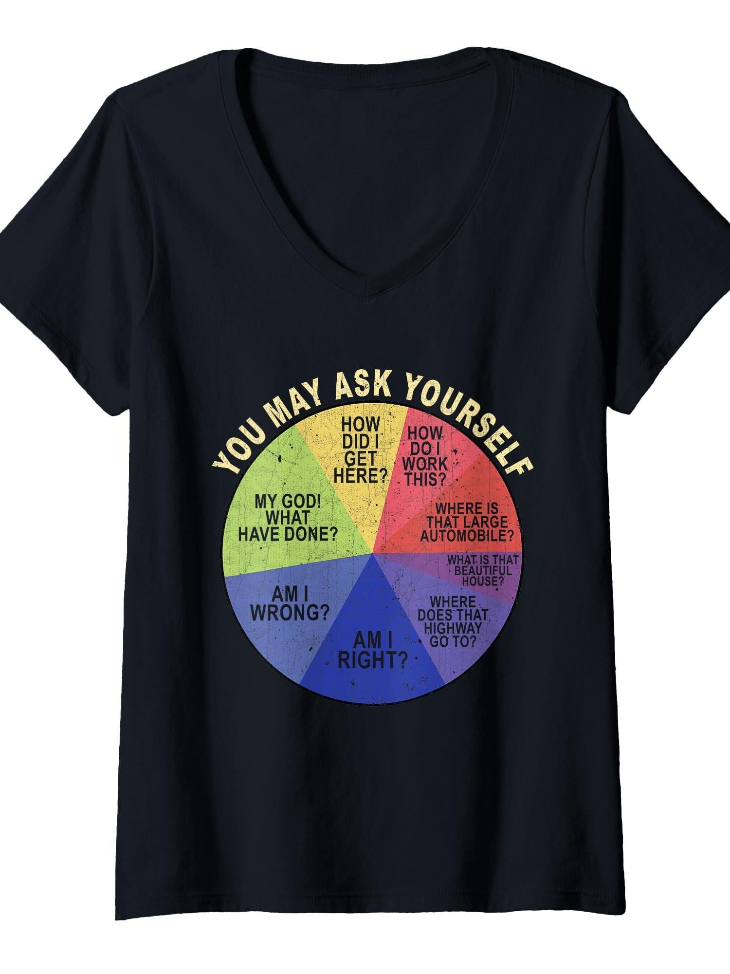 Women's Vintage You May Ask Yourself Retro Pie Chart 80s Music T-shirt You May Ask Yourself 220gsm Cotton Round Neck Short Sleeve Casual Henley Shirt Men T-shirt