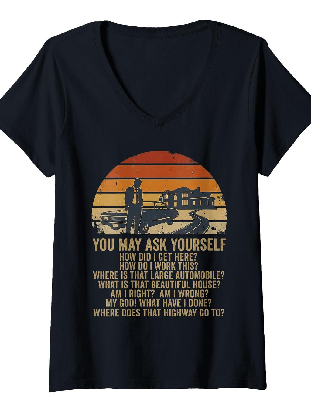Women's Retro Vintage Ask Yourself Once Lifetime You May T-shirt You May Ask Yourself 220gsm Cotton Round Neck Short Sleeve Casual Henley Shirt Men T-shirt