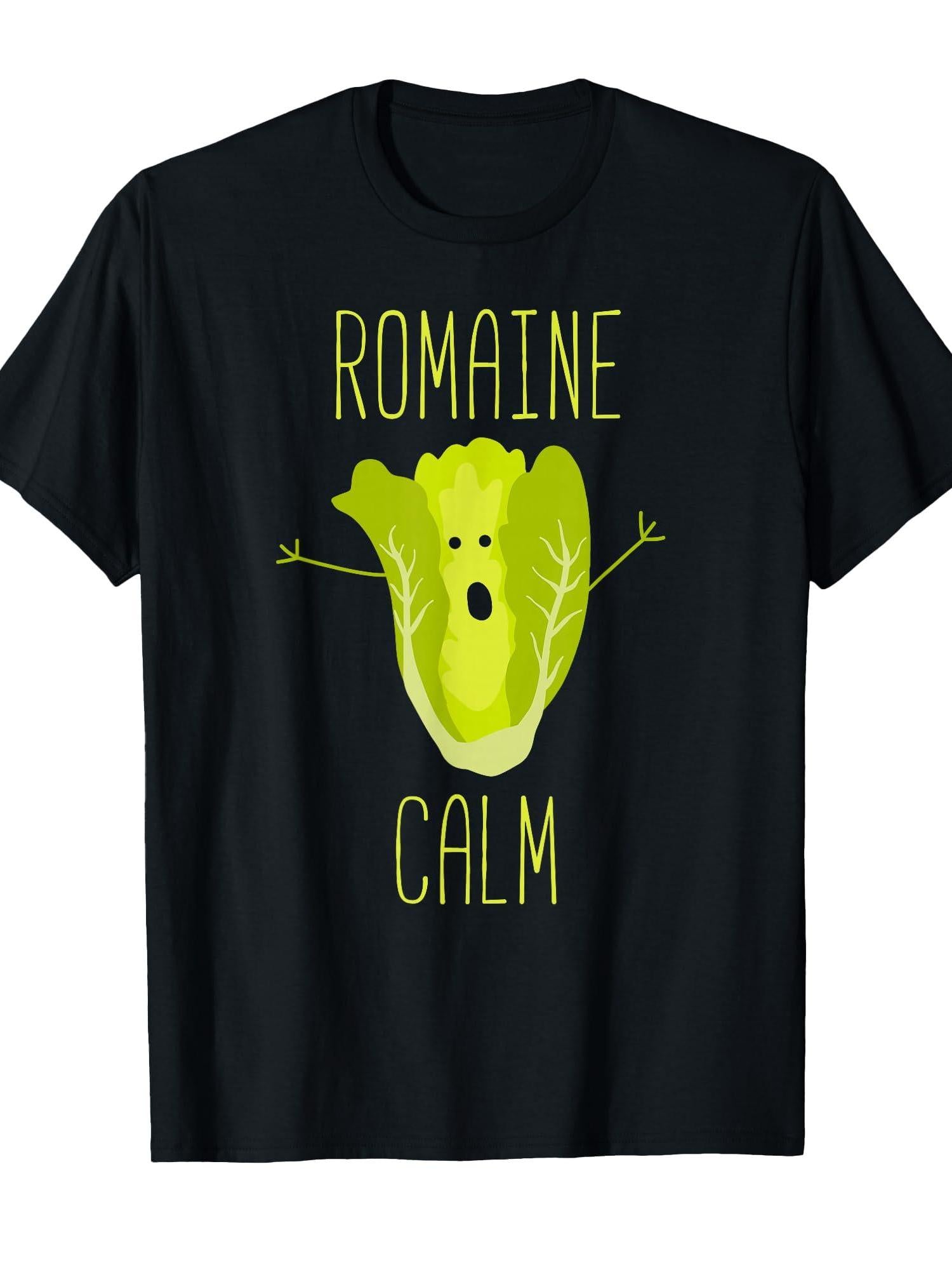 Funny Gardening Pun Romaine Calm Gardener Design T-shirt Garden 220gsm Cotton Round Neck Short Sleeve Casual Henley Shirt Men T-shirt