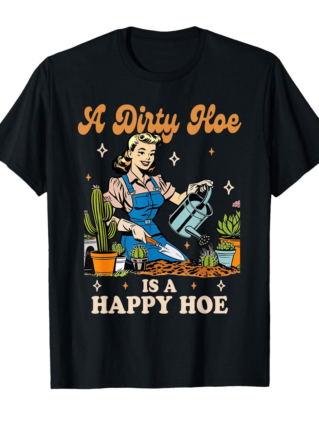 Gardener Plant Lady Gardening A Dirty Hoe Is A Happy Hoe T-shirt Garden 220gsm Cotton Round Neck Short Sleeve Casual Henley Shirt Men T-shirt