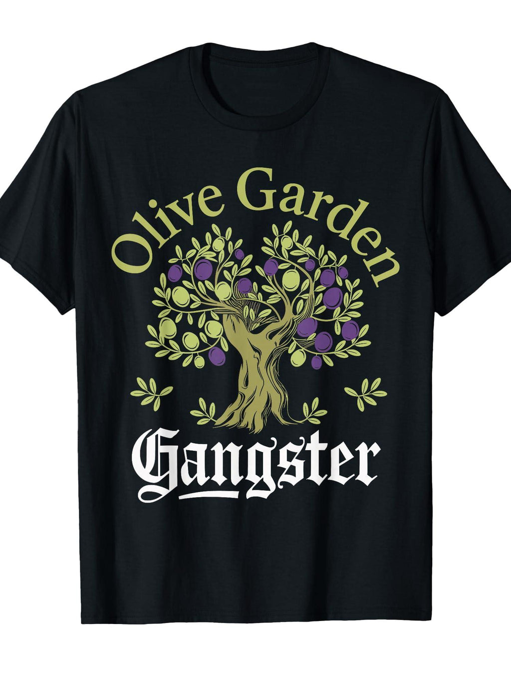 Olive Garden Gangster Funny Olive Tree Graphic T-shirt Garden 220gsm Cotton Round Neck Short Sleeve Casual Henley Shirt Men T-shirt