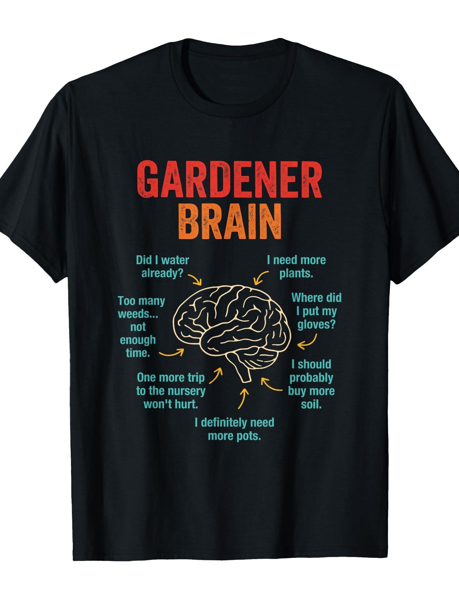 Gardener Brain Did I Water Already? T-shirt Garden 220gsm Cotton Round Neck Short Sleeve Casual Henley Shirt Men T-shirt
