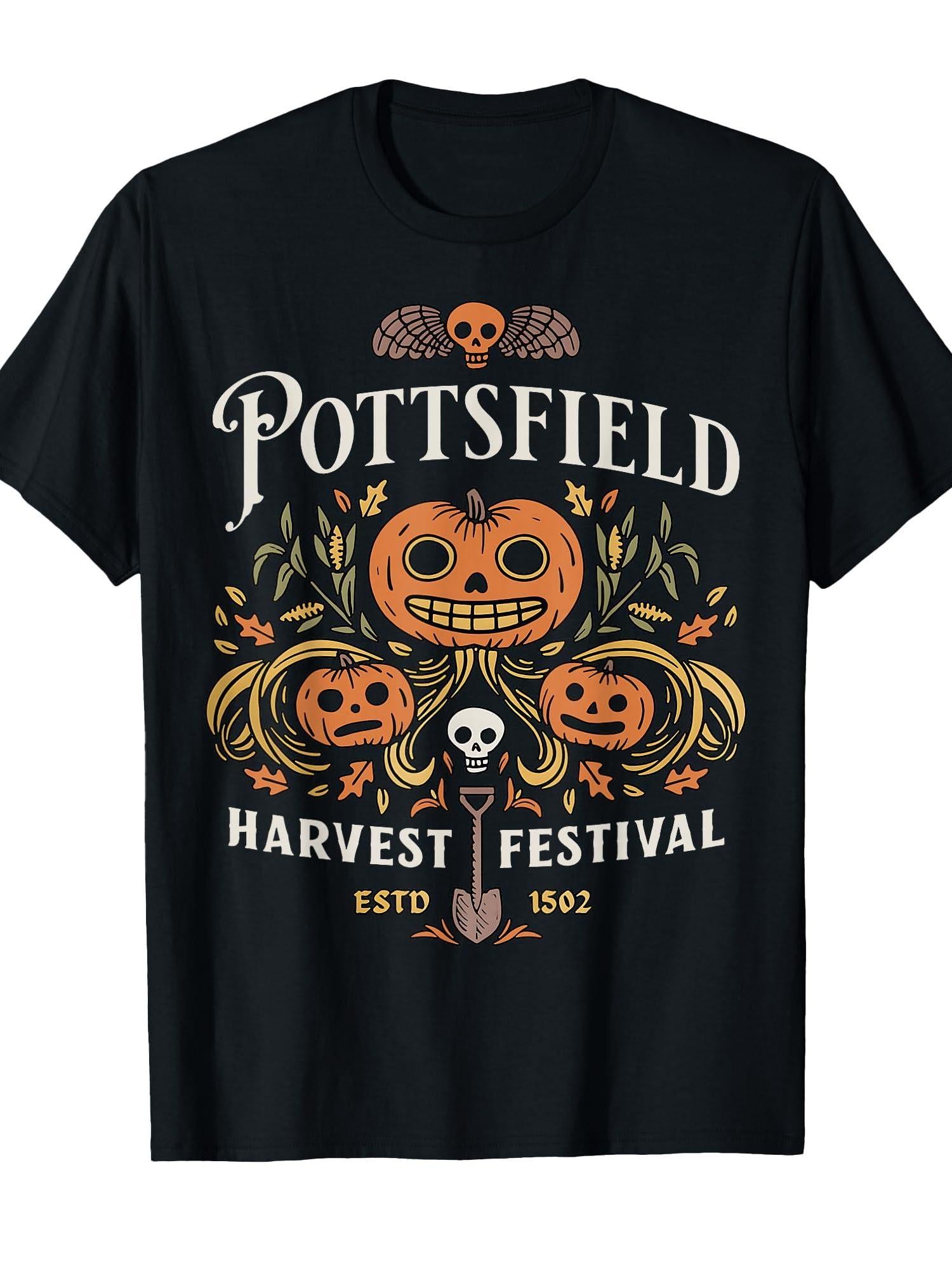 Pottsfield Harvest Festival T-shirt Garden 220gsm Cotton Round Neck Short Sleeve Casual Henley Shirt Men T-shirt