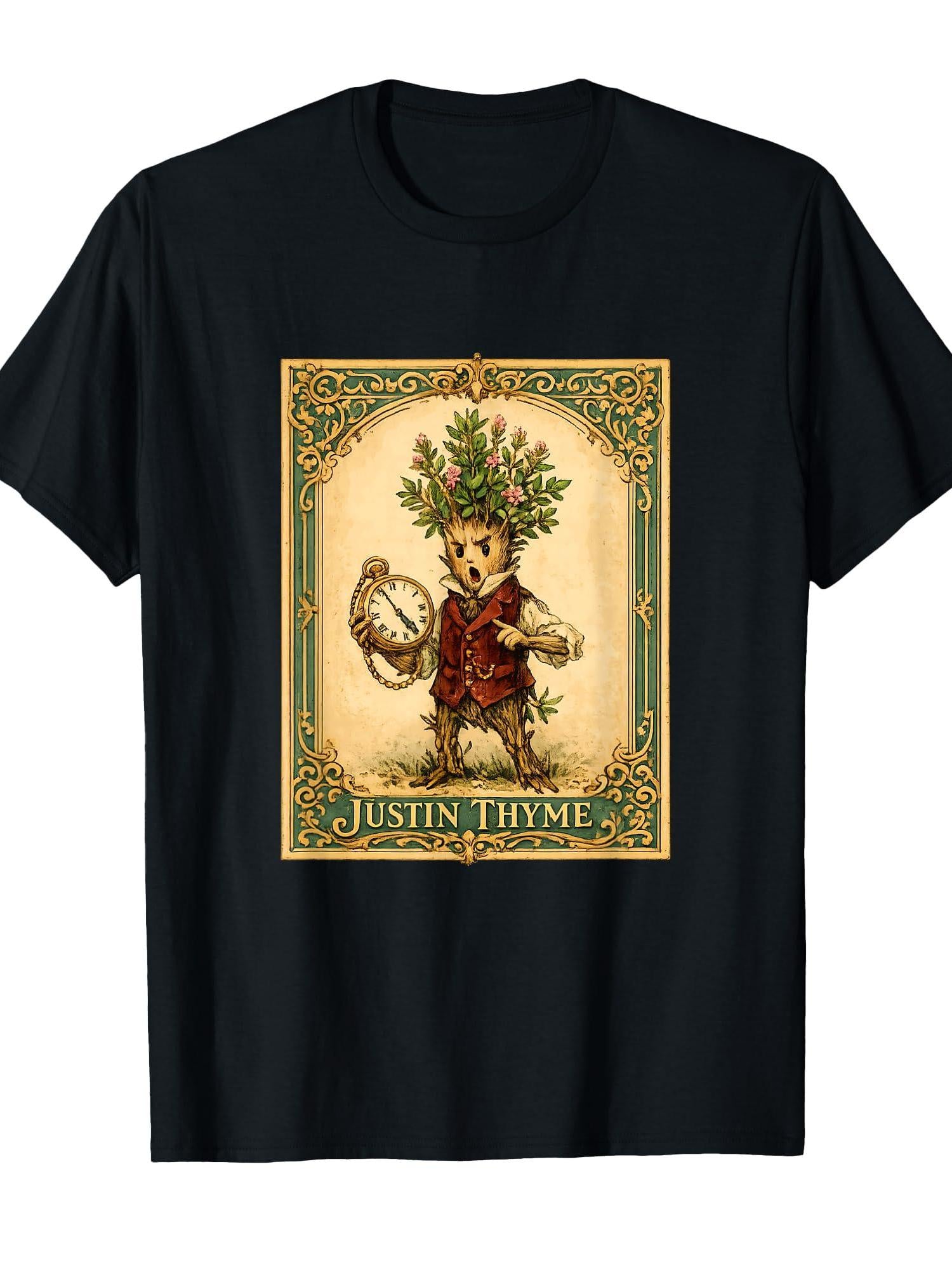 Garden Herb Pun T-shirt Garden 220gsm Cotton Round Neck Short Sleeve Casual Henley Shirt Men T-shirt