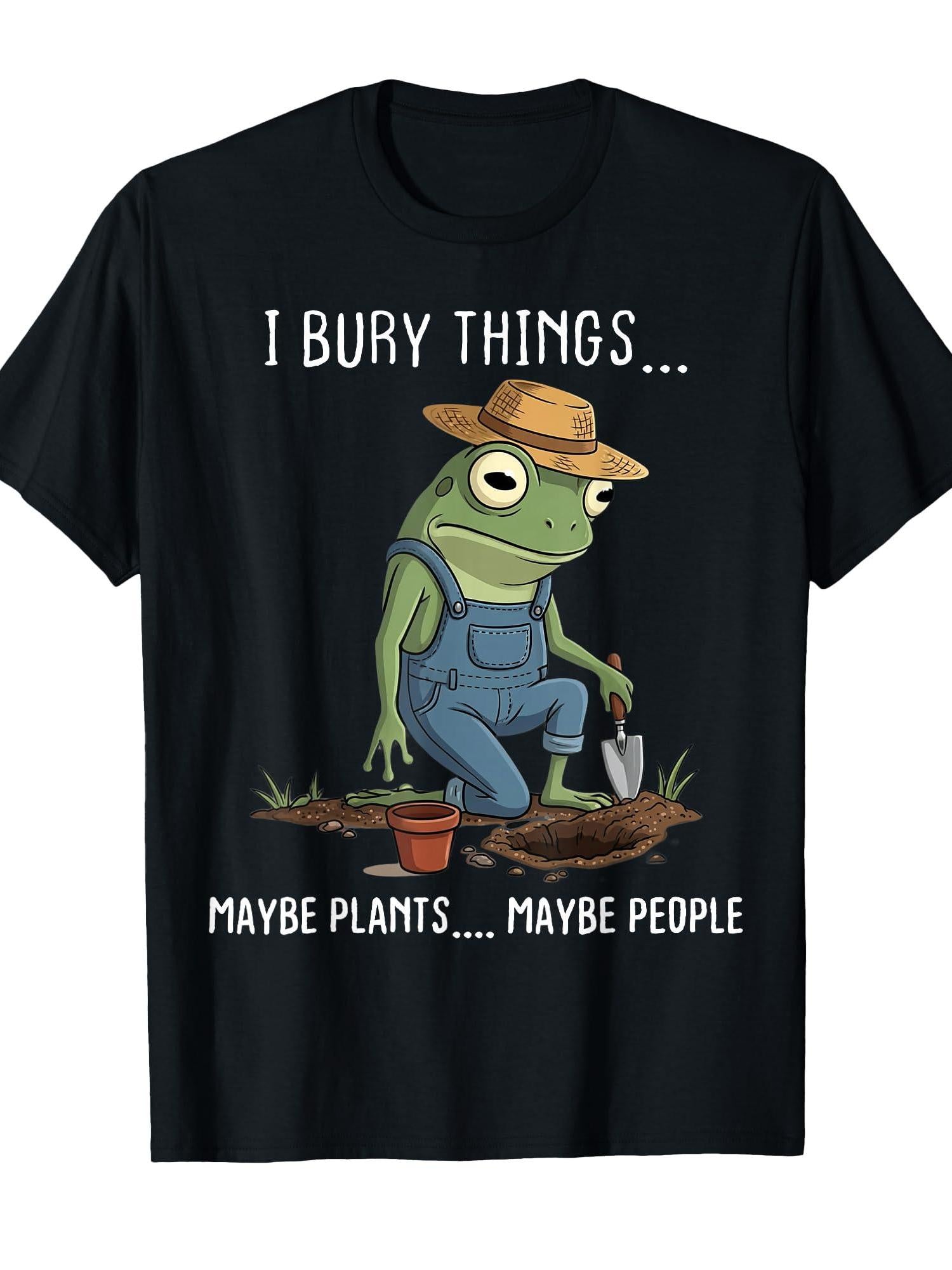 Mens I Bury Things Maybe Plants Maybe People Funny Gardening T-shirt Garden 220gsm Cotton Round Neck Short Sleeve Casual Henley Shirt Men T-shirt