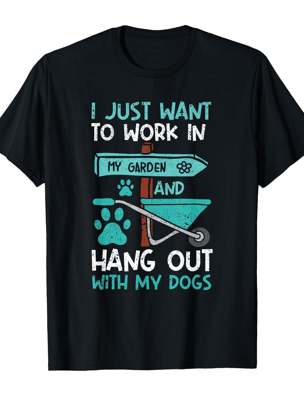 I Just Want To Work In My Garden And Hang Out Dogs Gardening T-shirt Garden 220gsm Cotton Round Neck Short Sleeve Casual Henley Shirt Men T-shirt