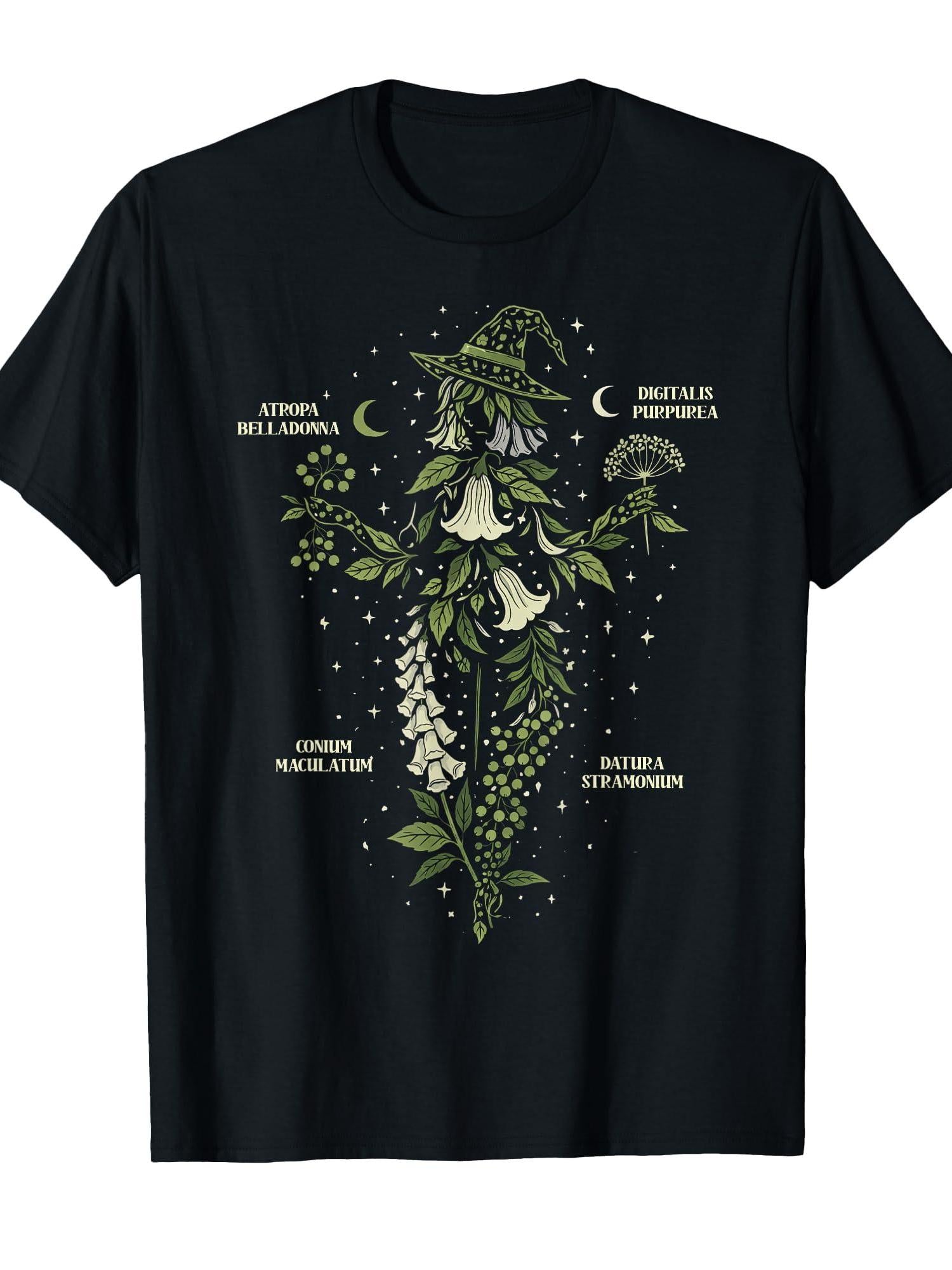 Gardening Gardener Botanical Witch Lover Poisonous Plants T-shirt Garden 220gsm Cotton Round Neck Short Sleeve Casual Henley Shirt Men T-shirt
