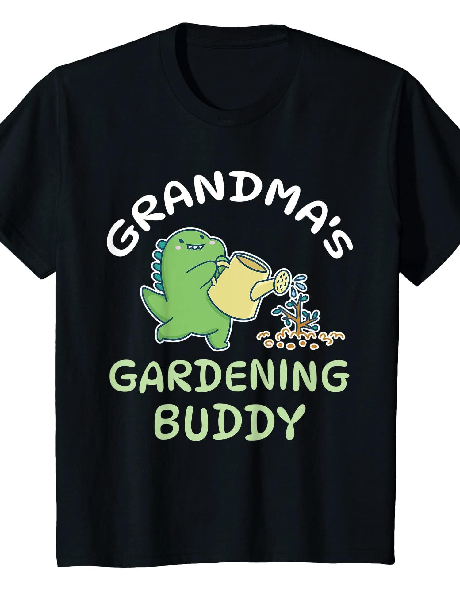 Grandma's Gardening Buddy Gardener Grandmother Garden T-shirt Garden 220gsm Cotton Round Neck Short Sleeve Casual Henley Shirt Men T-shirt