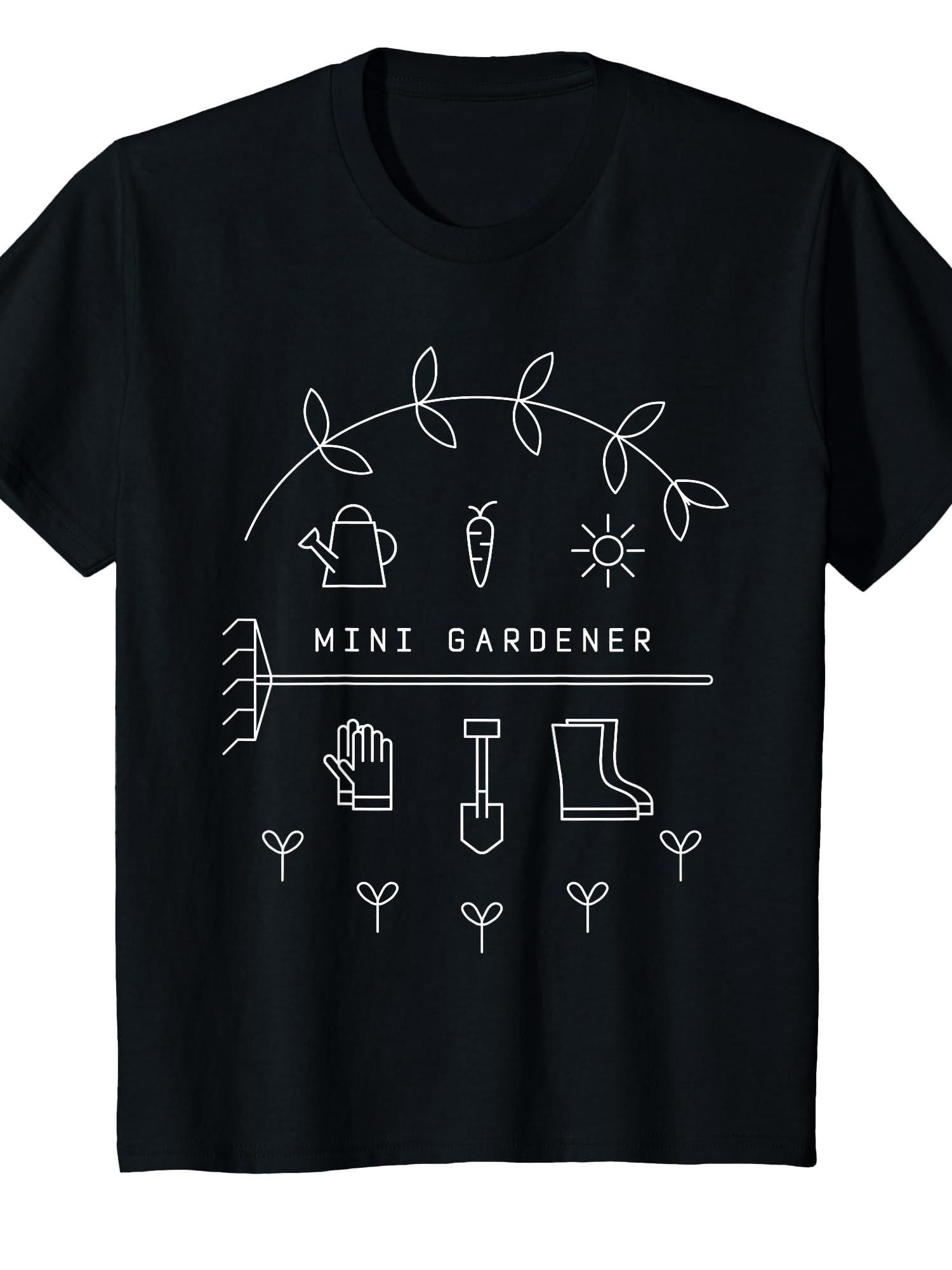 Mini Gardener Garden Gardening Flowers Plants T-shirt Garden 220gsm Cotton Round Neck Short Sleeve Casual Henley Shirt Men T-shirt