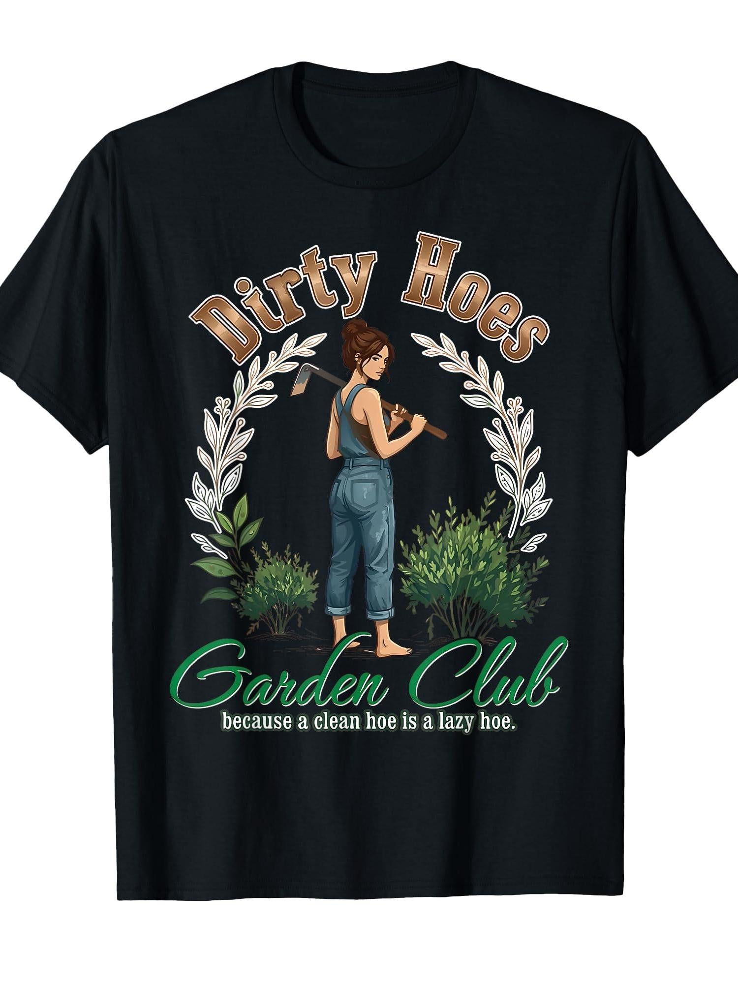 Dirty Hoes Garden Club Funny Gardener Vintage Gardening T-shirt Garden 220gsm Cotton Round Neck Short Sleeve Casual Henley Shirt Men T-shirt
