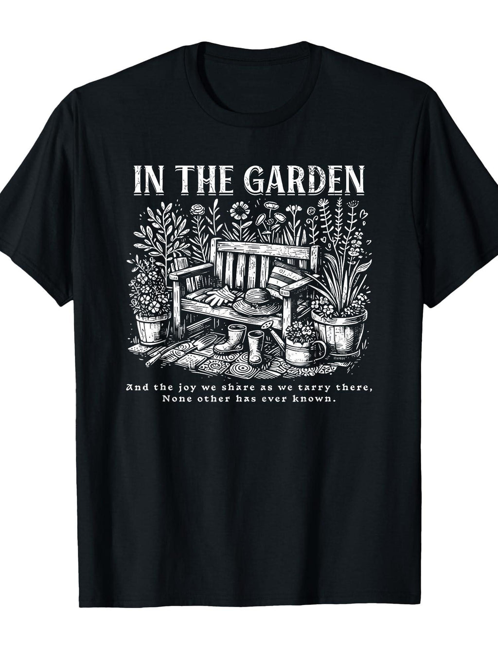In The Garden And The Joy We Share As We Tarry There T-shirt Garden 220gsm Cotton Round Neck Short Sleeve Casual Henley Shirt Men T-shirt